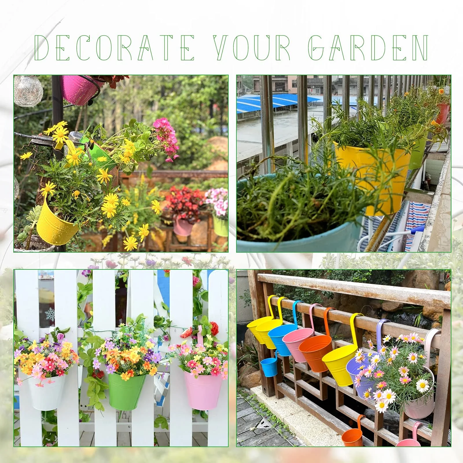 Подвесные цветочные горшки 10 шт металл с дренажным отверстием разноцветные, фото №5 Подвесные цветочные горшки 10 шт металл с дренажным отверстием разноцветные, фото №5