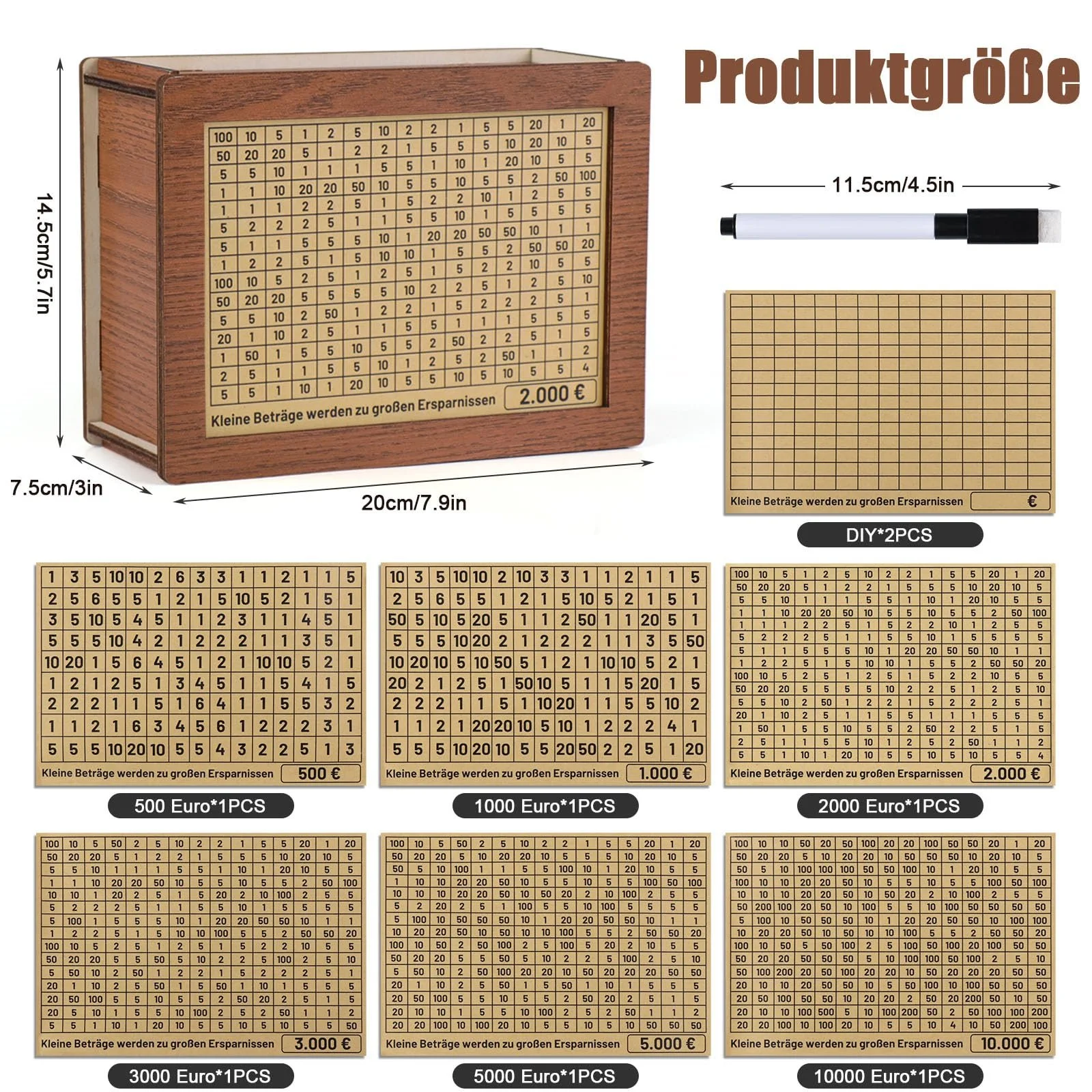 Дерев'яна скарбничка Kkluno з лічильником та позначками, для дорослих та дітей, для дому та офісу, фото №6