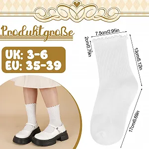 Носки с рюшами, 6 пар, хлопковые носки с рюшами, мягкие дышащие носки, белые, размер 35-39 synthetic.ua - Фото 1