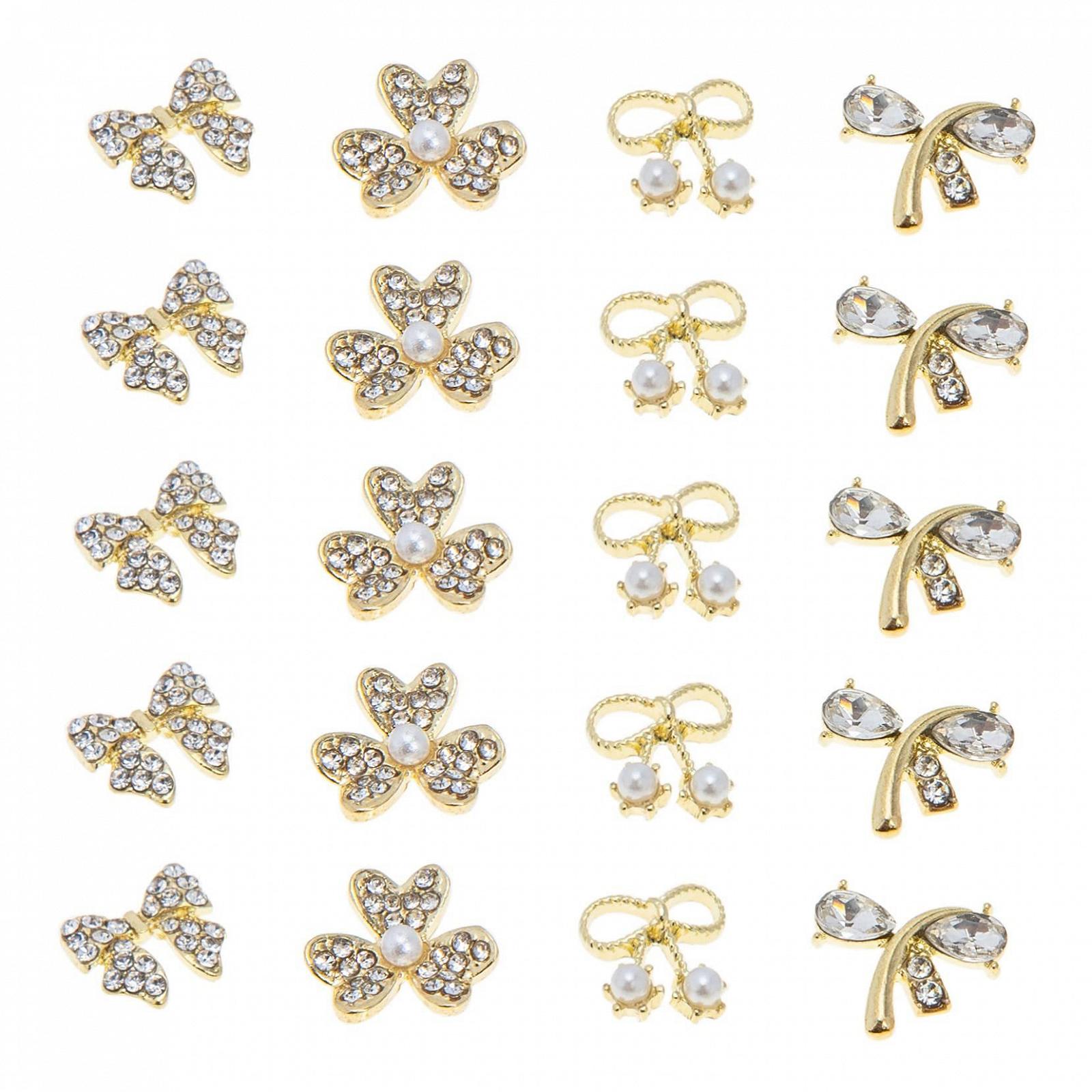 Бантики, стрази для нігтів, хрестики, металеві прикраси, фото №1