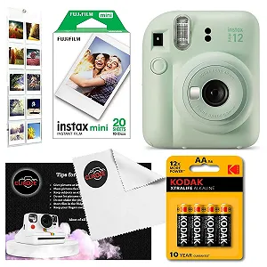 Набор с фотокамерой мгновенной печати Fujifilm Instax Mini 12 + 20 снимков + 4 батарейки AA + Альбом Mint Green - Фото 1