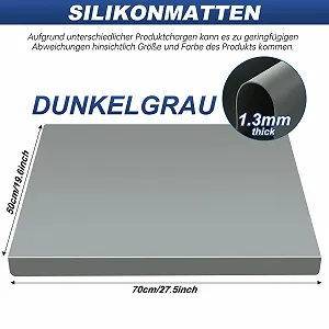 Килимок силіконовий великий 70 x 50 см з бортиком 3 см BPA-free сірий synthetic.ua - Фото 1