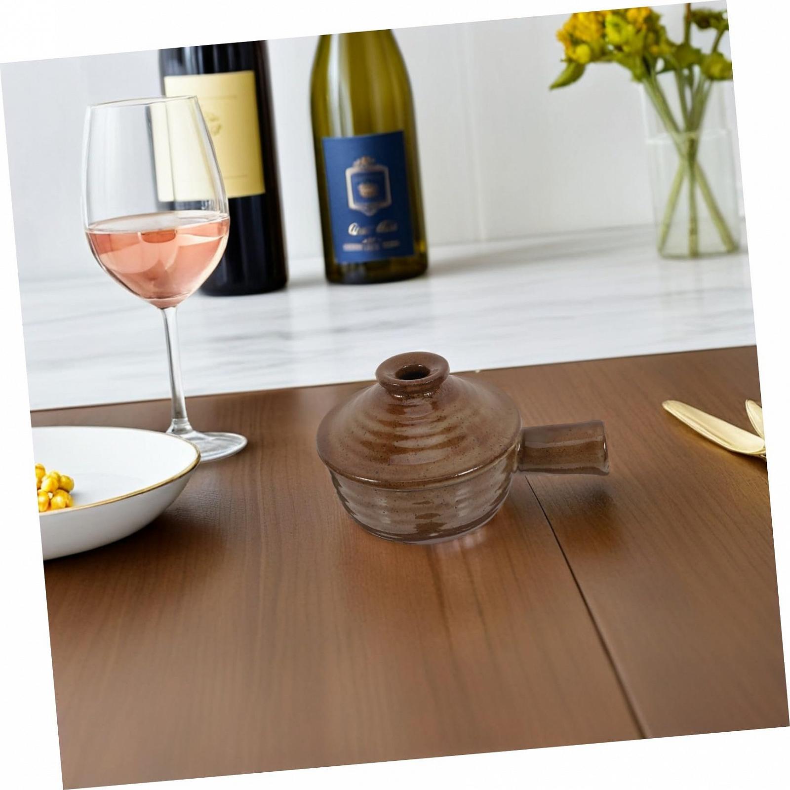 Кастрюля для тушения LIFKOME 2 предмета, круглая, терракота, с крышкой, китайский стиль для супа и выпечки, фото №6