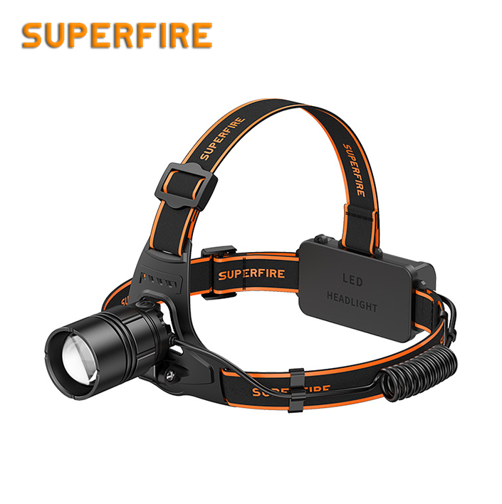 Фонарь налобный аккумуляторный масштабируемый HL08 SuperFire 1600 Lumen IP32, фото №1