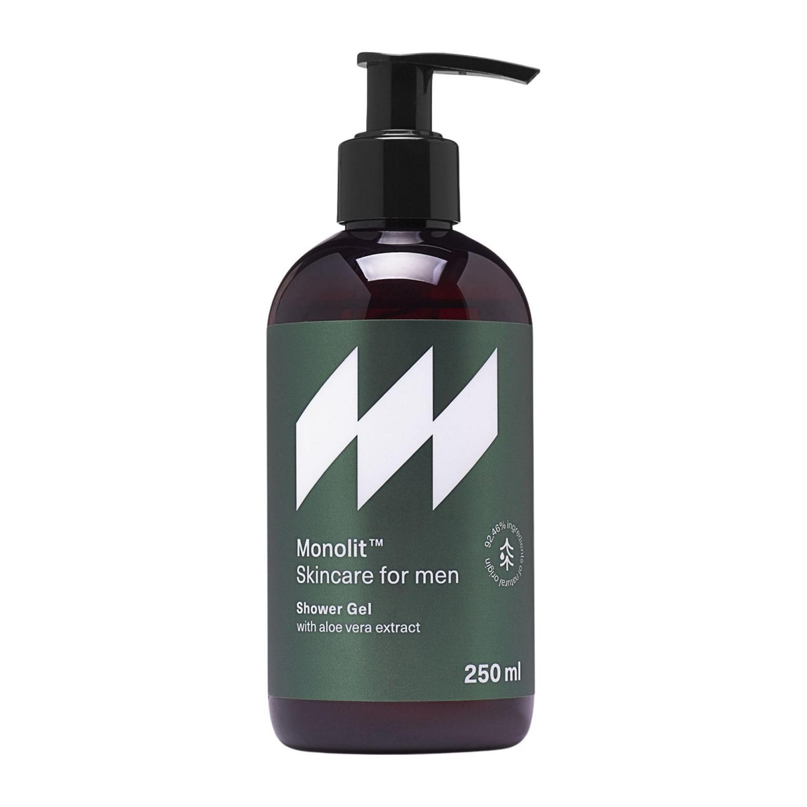 Гель для душа Monolit мужской с алоэ и ароматом сандалового дерева очищающий и увлажняющий, фото №1