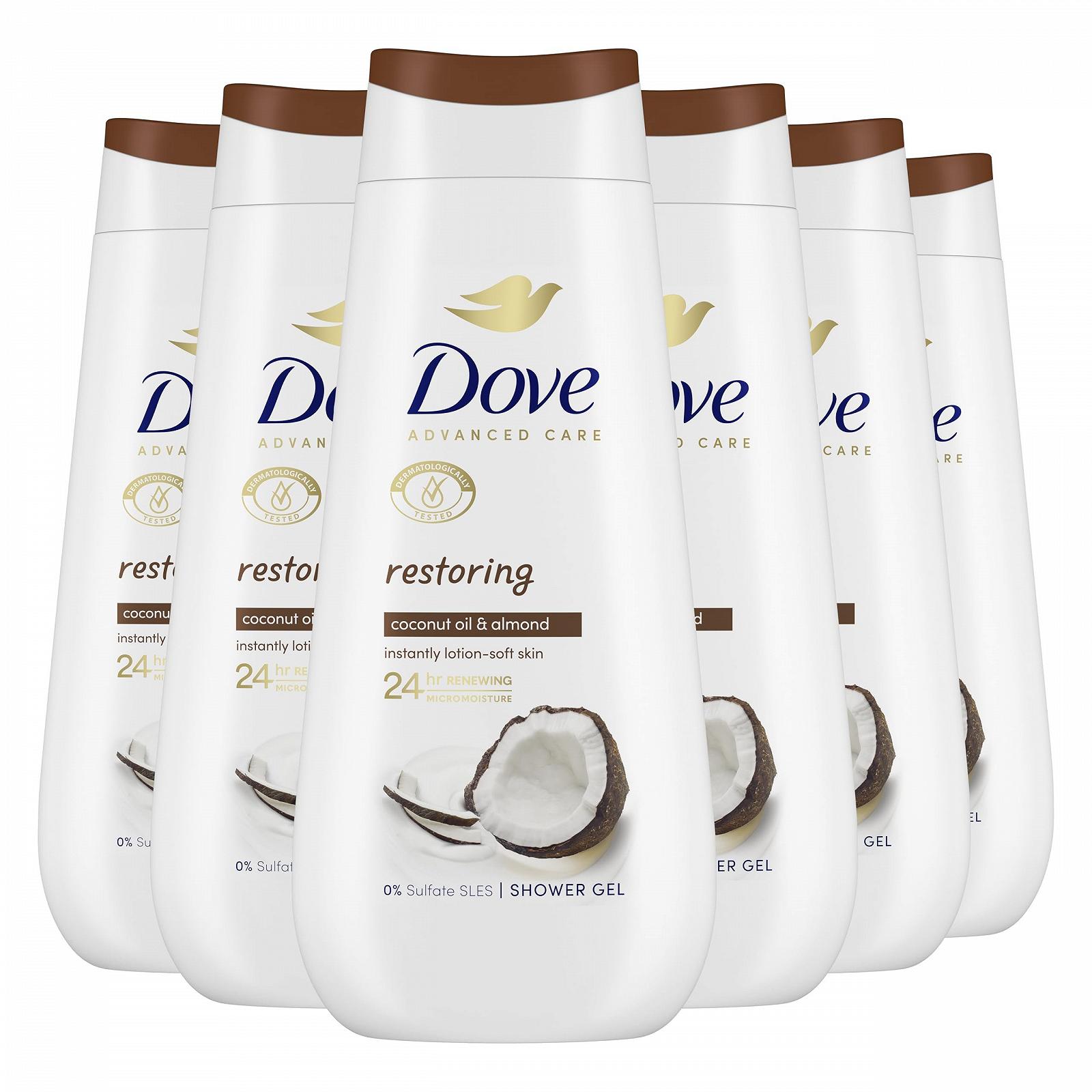 Гель для душу Dove Advanced Care Restoring з кокосовою олією та екстрактом мигдалю 225 мл 6 шт, фото №2