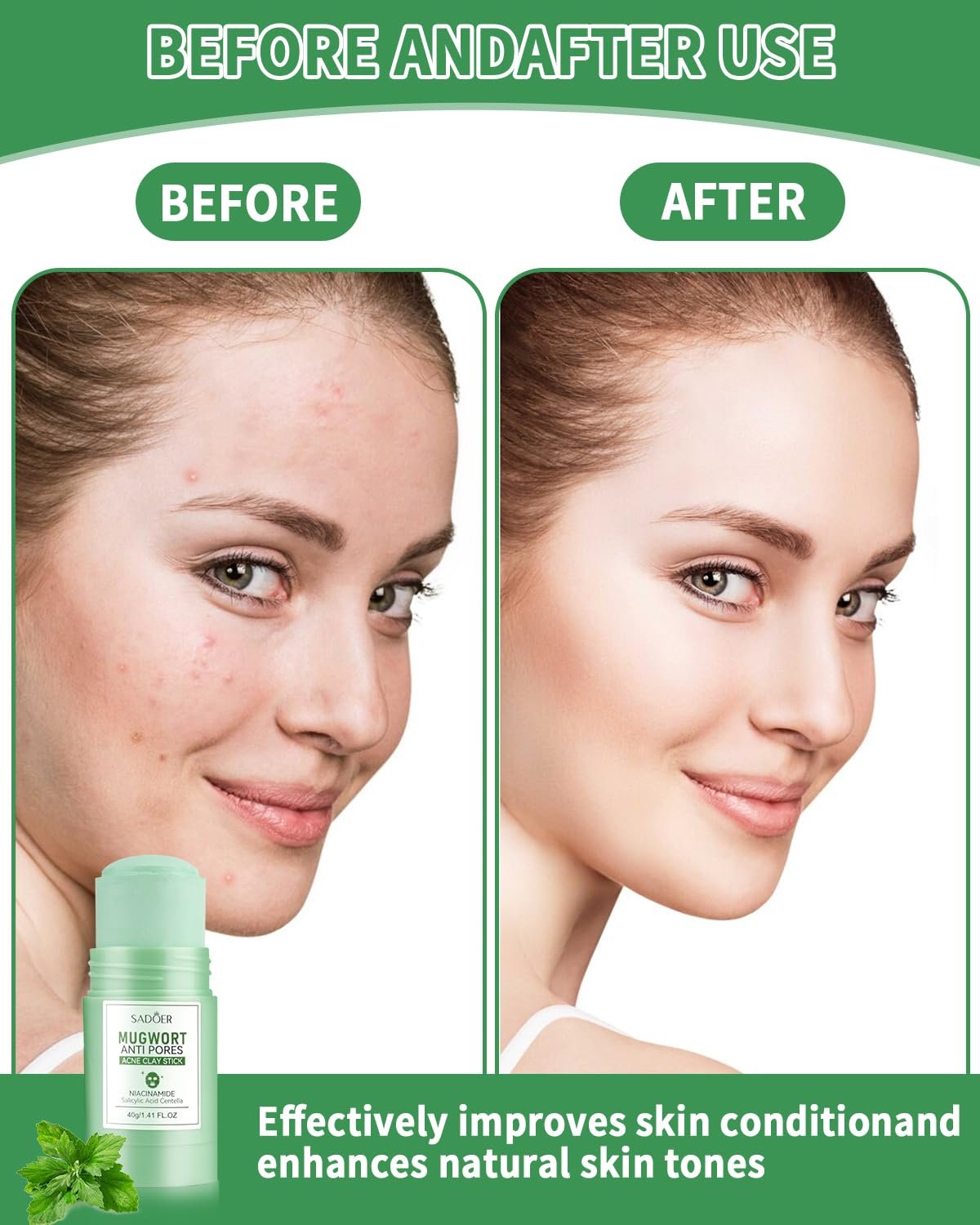 Маска-стік Зелений Чай для глибокого очищення пор, з екстрактом зеленого чаю, 2 шт, фото №6