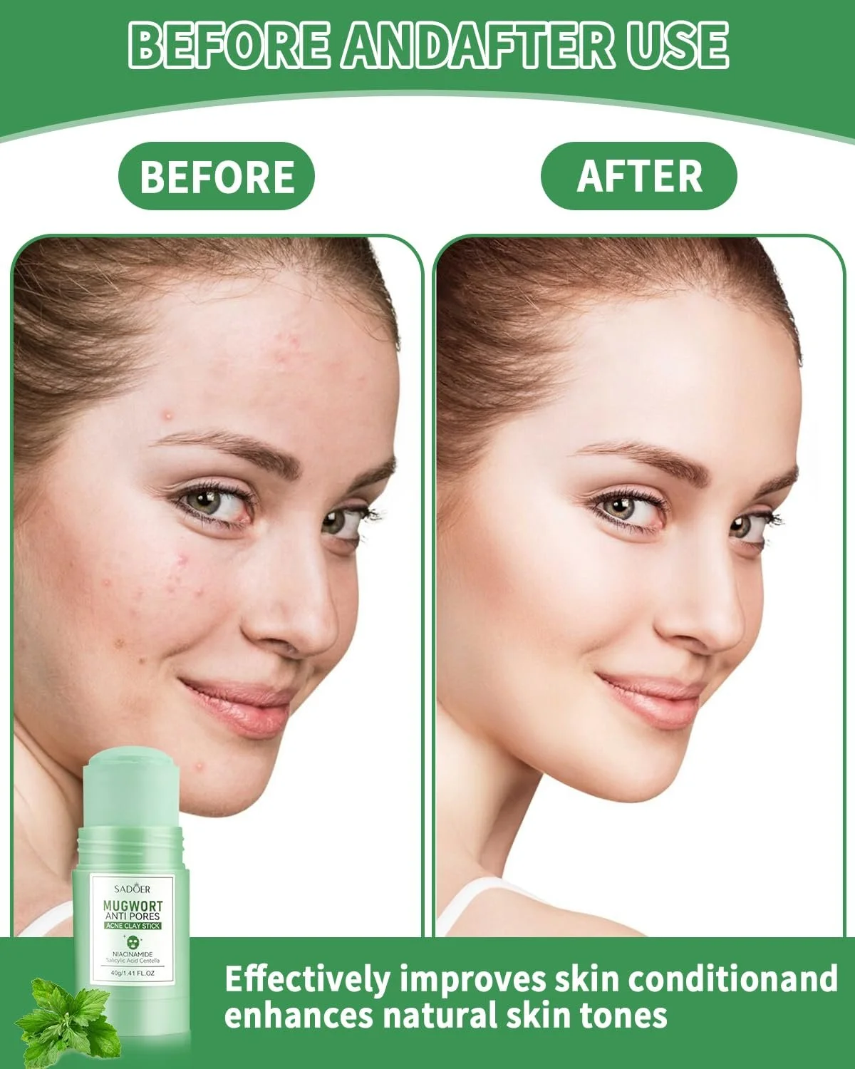 Маска-стик Зеленый Чай для глубокого очищения пор, с экстрактом зеленого чая, для очищения, увлажнения, удаляет черные точки, для всех типов кожи, 2 шт, фото №6