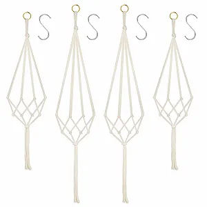 Подвесные корзины макраме Flintronic 4 шт. хлопковая веревка - Фото 1