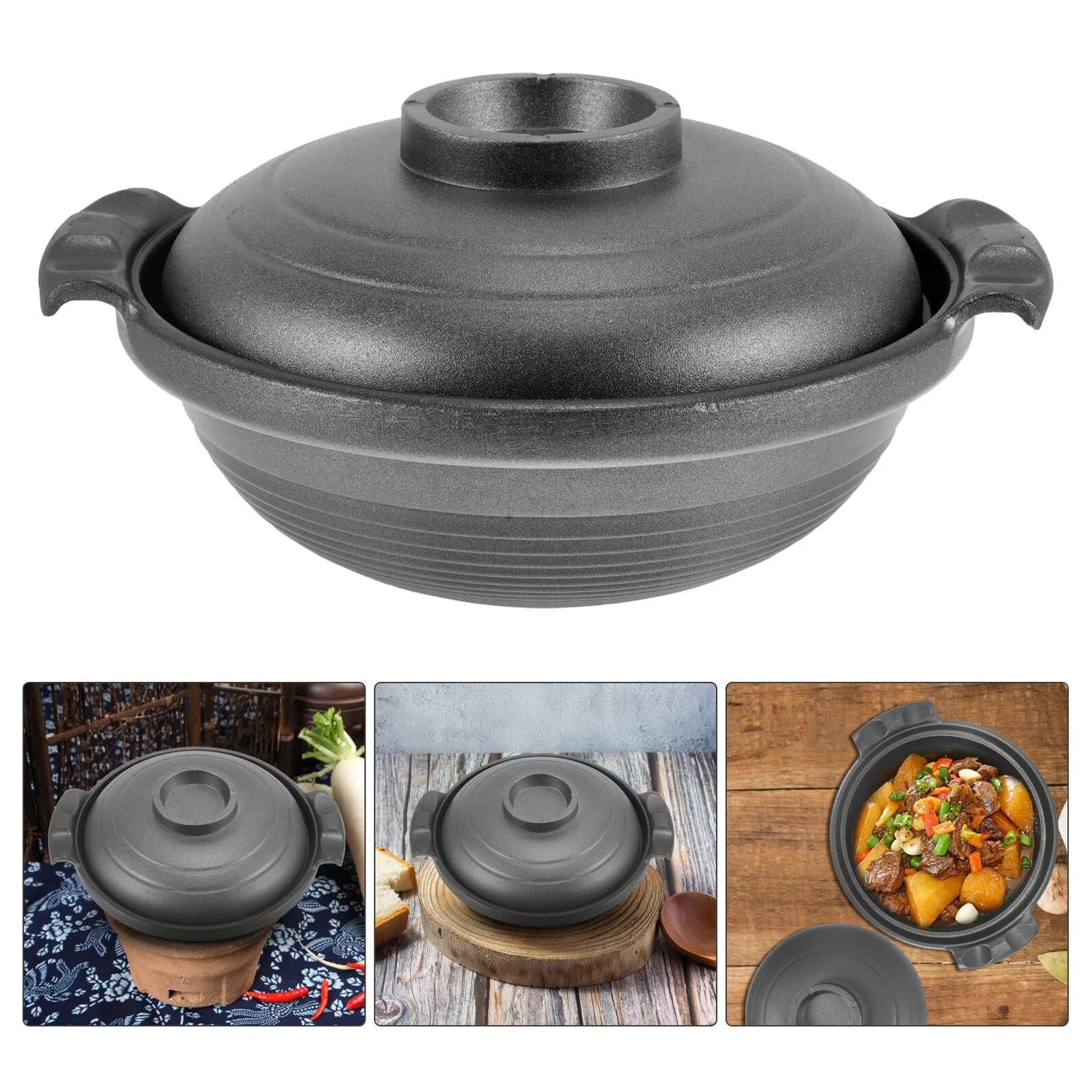 Каструля керамічна мультифункціональна з подвійною ручкою антипригарна, фото №9