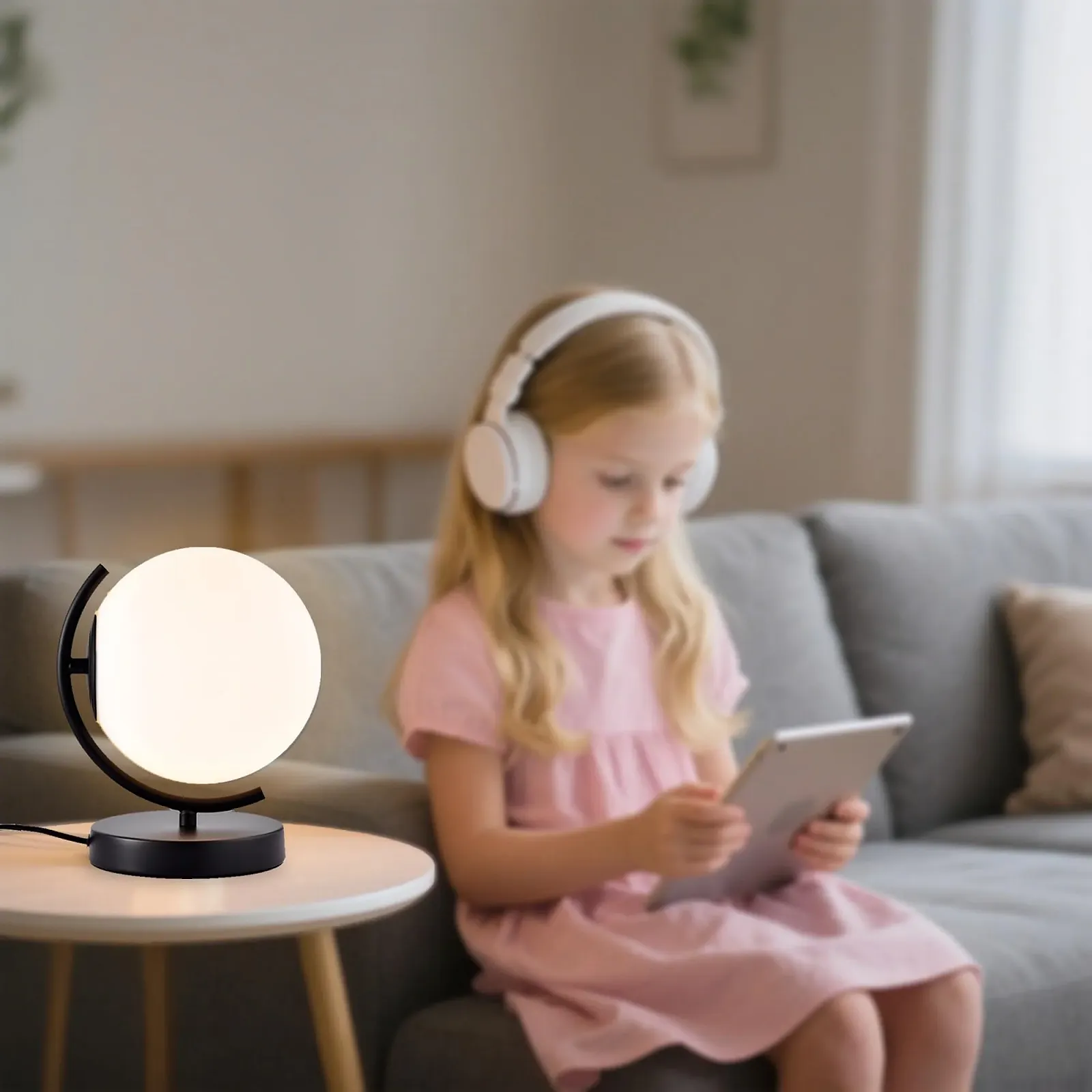 Настільна лампа Alighting Glass Opal White Ball E14 Black, фото №6