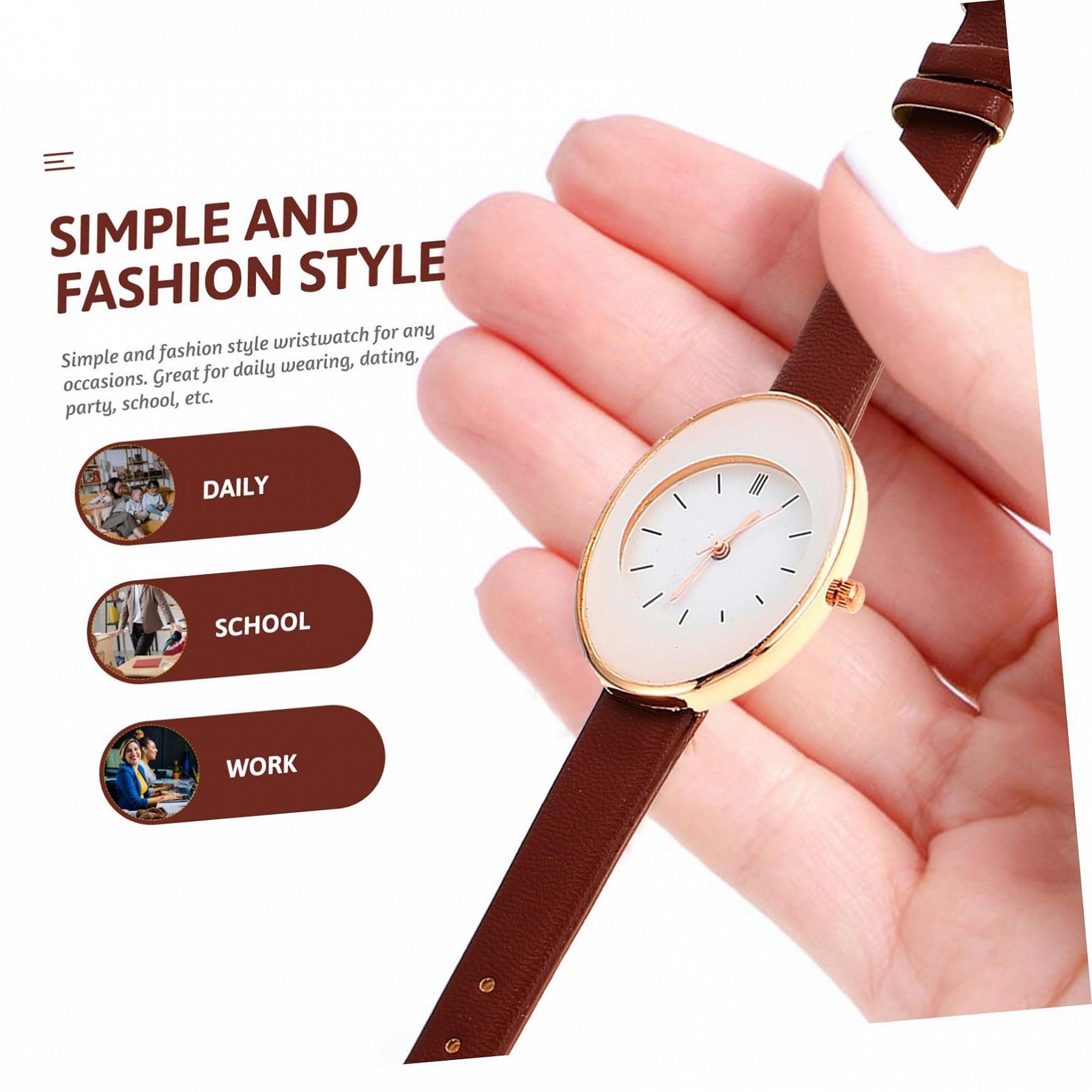 Кварцевые Часы Женские PartyKindom C Браслетом из PU Кожи Коричневый, фото №6 Кварцевые Часы Женские PartyKindom C Браслетом из PU Кожи Коричневый, фото №6