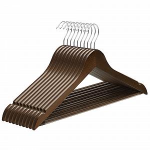 Купить Вешалка Деревянная SONGMICS CRW001V01 С выемками на плечах Нескользящая планка для брюк Вращающийся на 360° крючок Темно-коричневый Серебряный, 10 шт - Фото 1 Вешалка Деревянная SONGMICS CRW001V01 С выемками на плечах Нескользящая планка для брюк Вращающийся на 360° крючок Темно-коричневый Серебряный, 10 шт - Фото 1