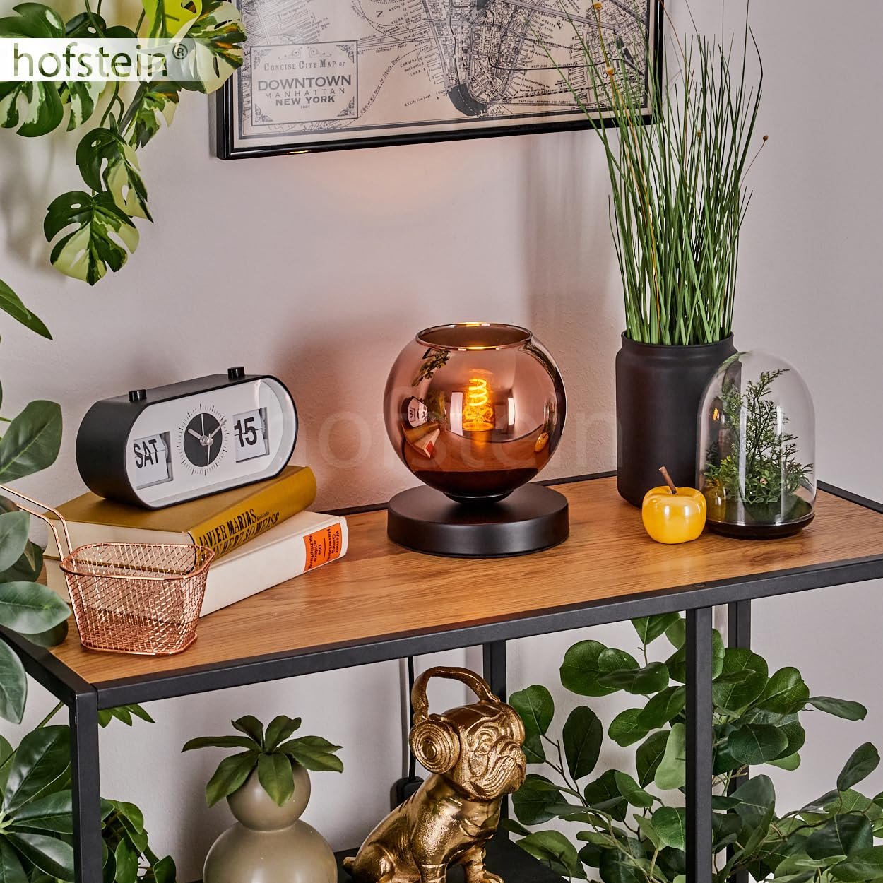 Настільна лампа Koyoto Metal/Glass Modern Retro/Vintage 15 см E27 Чорний/Мідний, фото №8