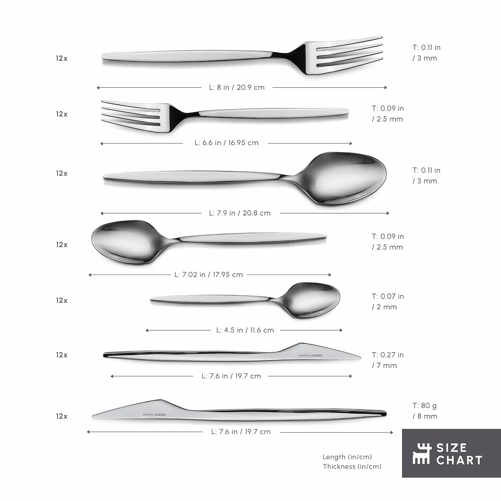 Набір столових приборів Karaca Thor, 84 предмети на 12 персон, нержавіюча сталь, фото №3