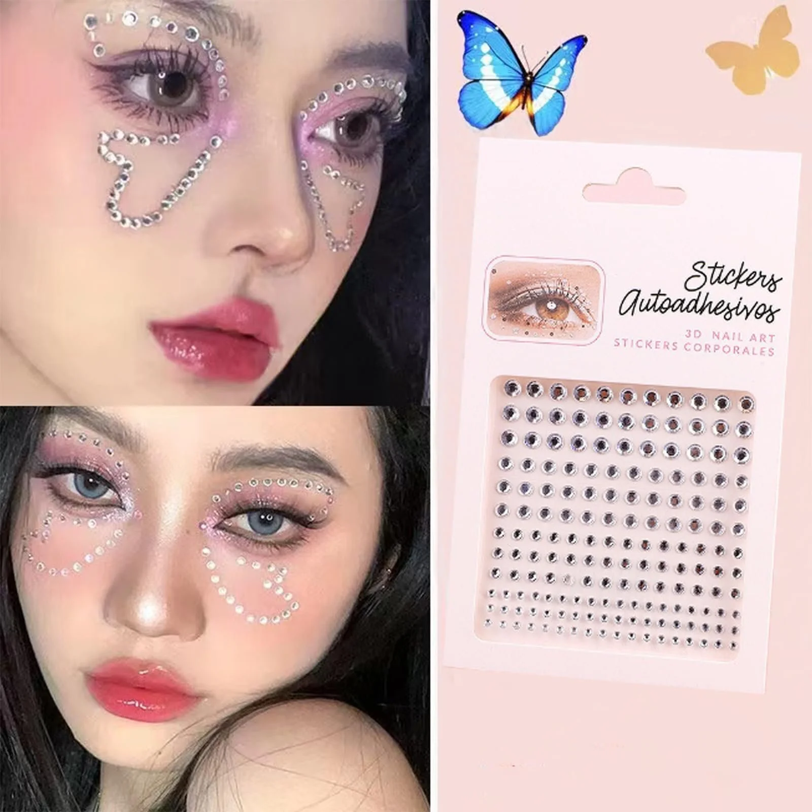 Стрази Самоклеючі 495 штук для макіяжу очей Райдужні, фото №4