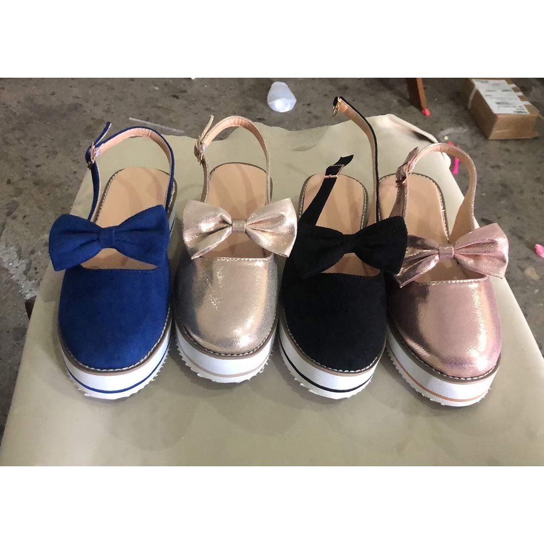 Женские Сандали Кожаные на Платформе с Бантом Закрытый Носок, фото №4