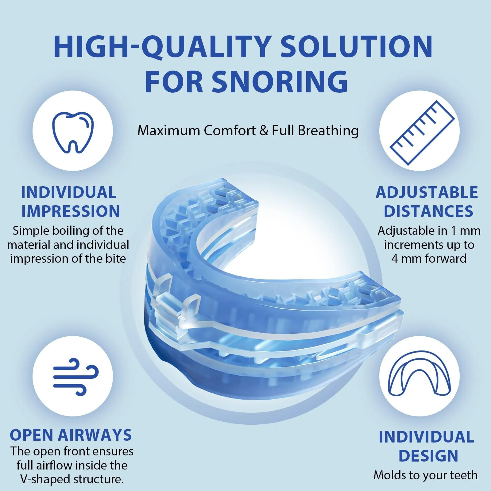 Нічна шина Crunch Splint проти хропіння та скреготу зубами, багаторазова, протихропіння для жінок та чоловіків, комфортний сон, фото №3