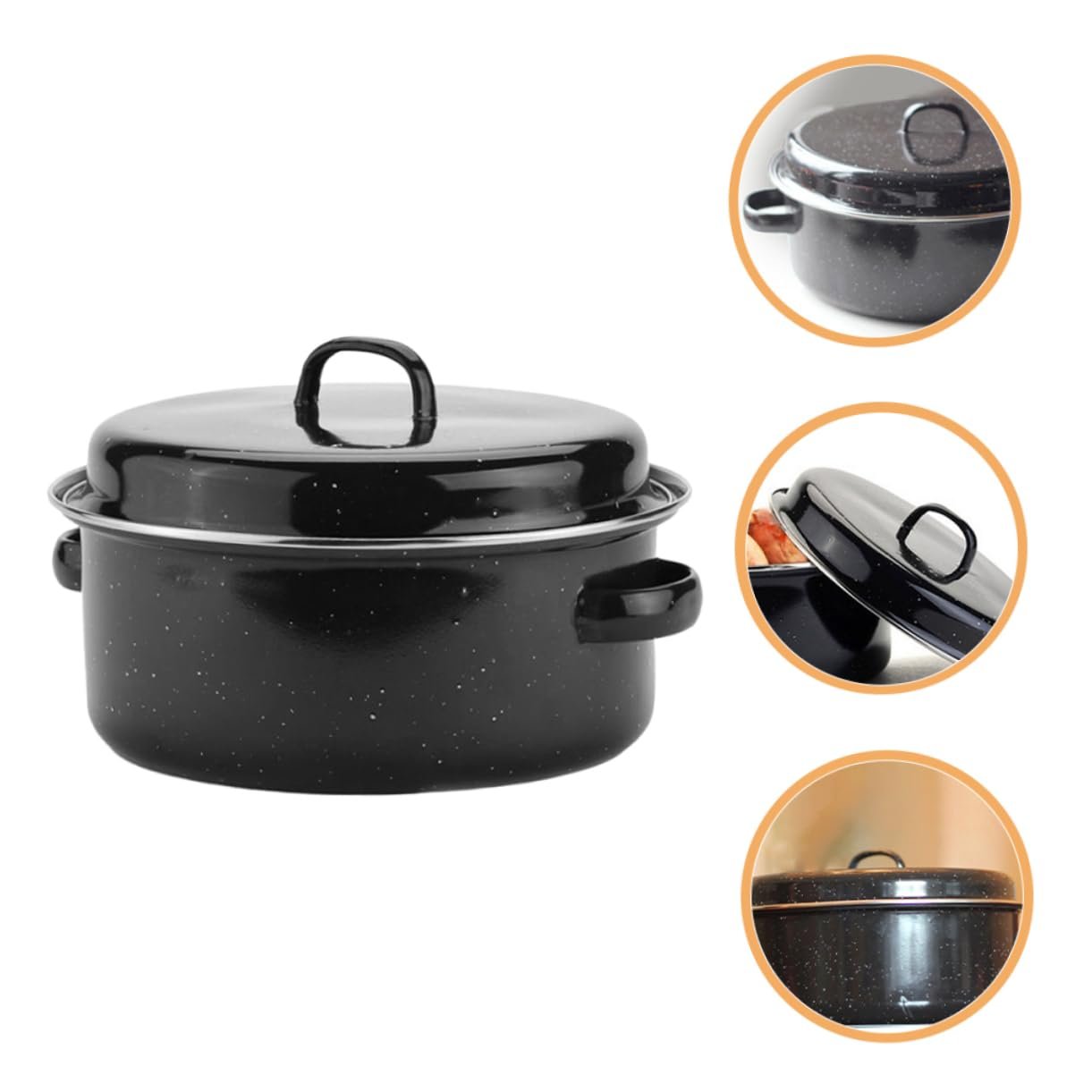 Жаровня INOOMP емальована з кришкою термостійка, фото №9