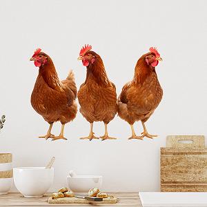 Наклейка на стіну GRAZDesign 3 Chickens Self-Adhesive 78 x 57 см - Фото 1