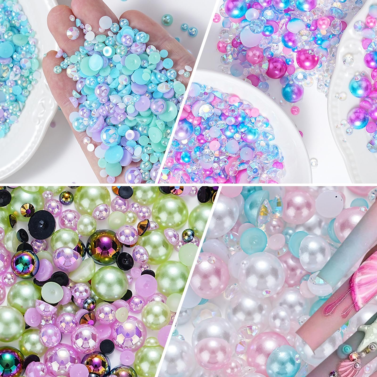 Полукруглые жемчужины для ногтей с плоской задней стороной, жемчужины для нейл-арта, подвески для ногтей, стразы для ногтей, украшения для ногтей, фото №3