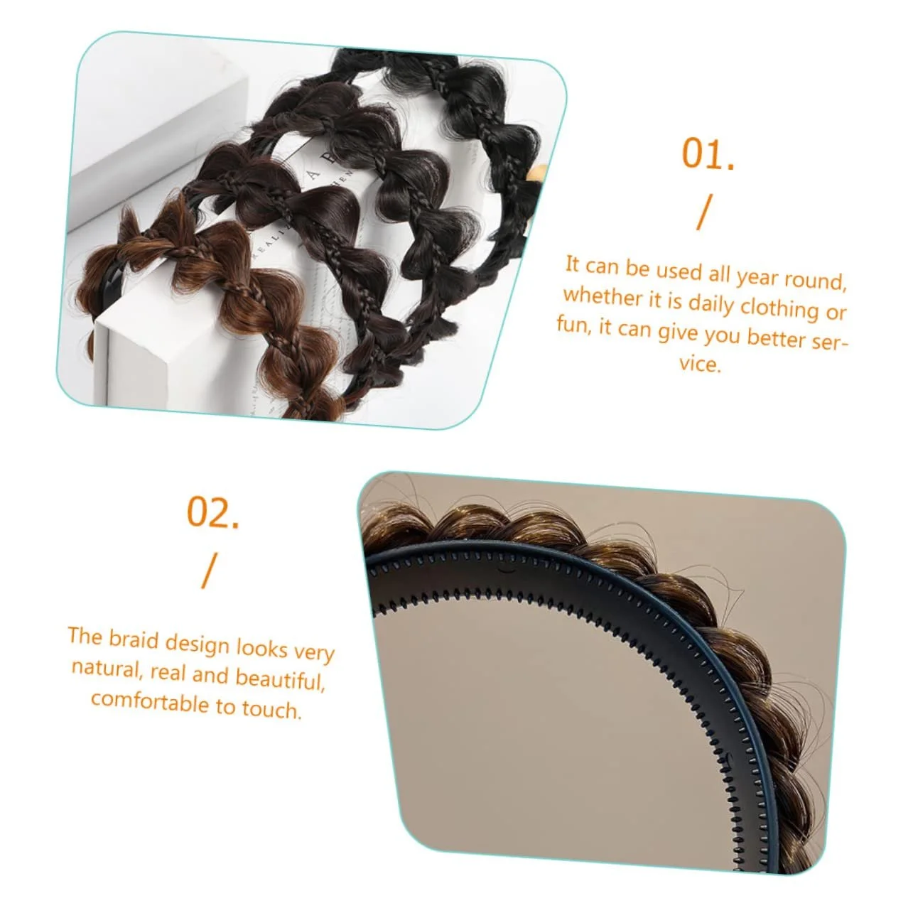 Обруч для волосся Плетінка FRCOLOR Ялинка Чорний, фото №2 Обруч для волосся Плетінка FRCOLOR Ялинка Чорний, фото №2