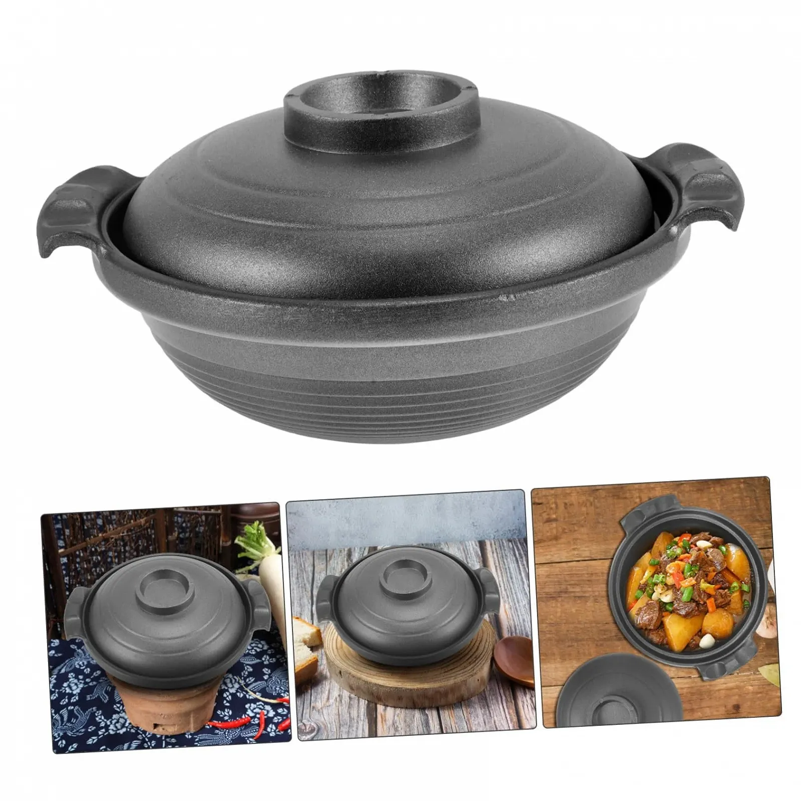 Кастрюля керамическая с двумя ручками и крышкой термостойкая, фото №9