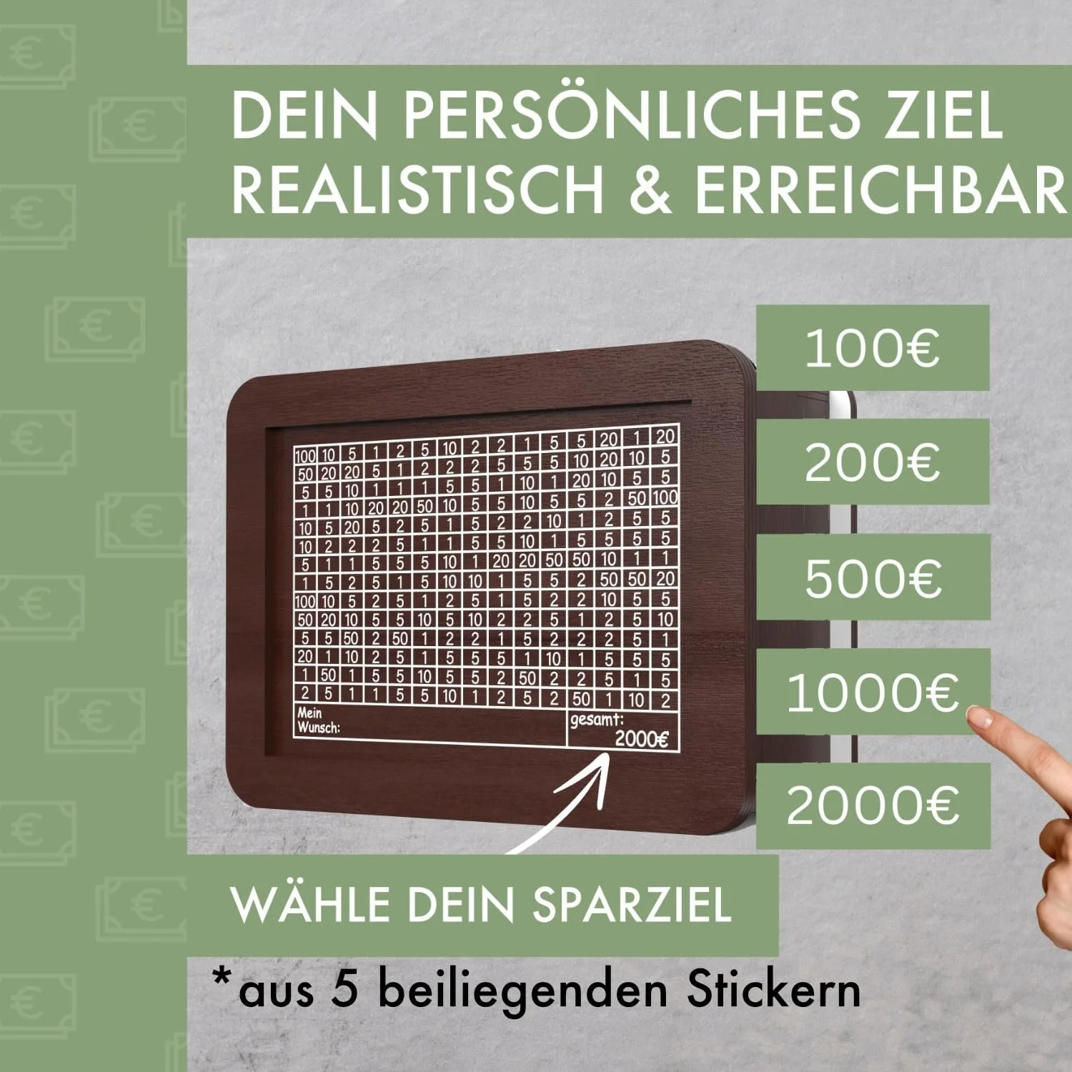 Скарбничка Wooden with Goal Motivational Reusable 100-2000 Euro, фото №2