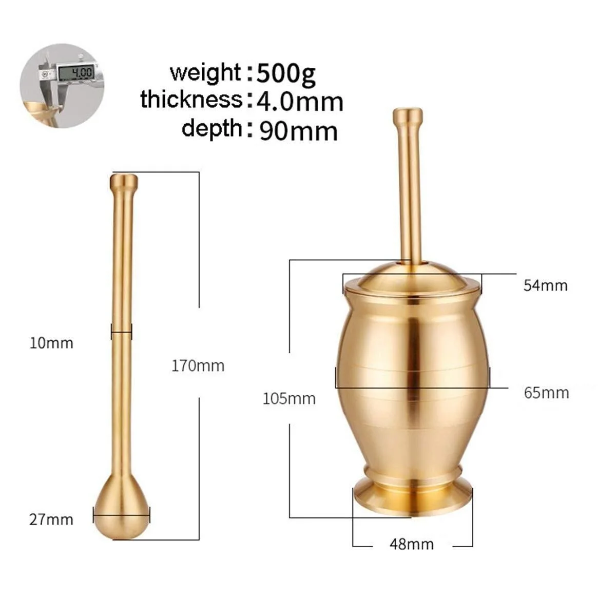 Ступка з товкачиком Brass Spice Mill Міцна Легка у очищенні, фото №7