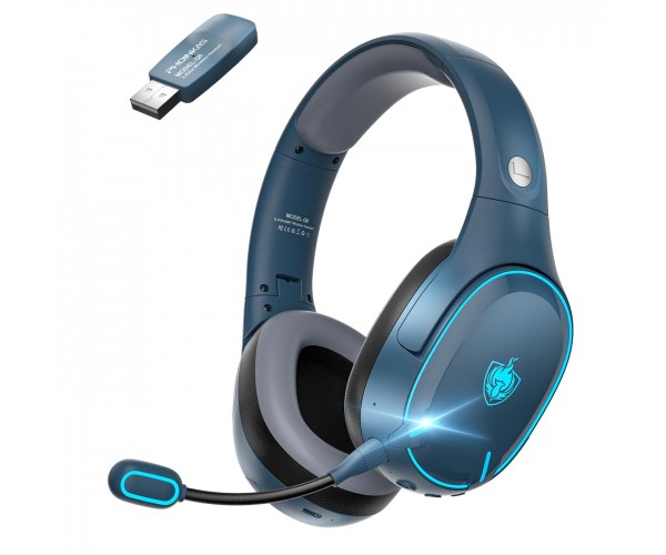 Бездротові навушники Kotion Each Q6 2.4G зі знімним мікрофоном Синій, фото №1