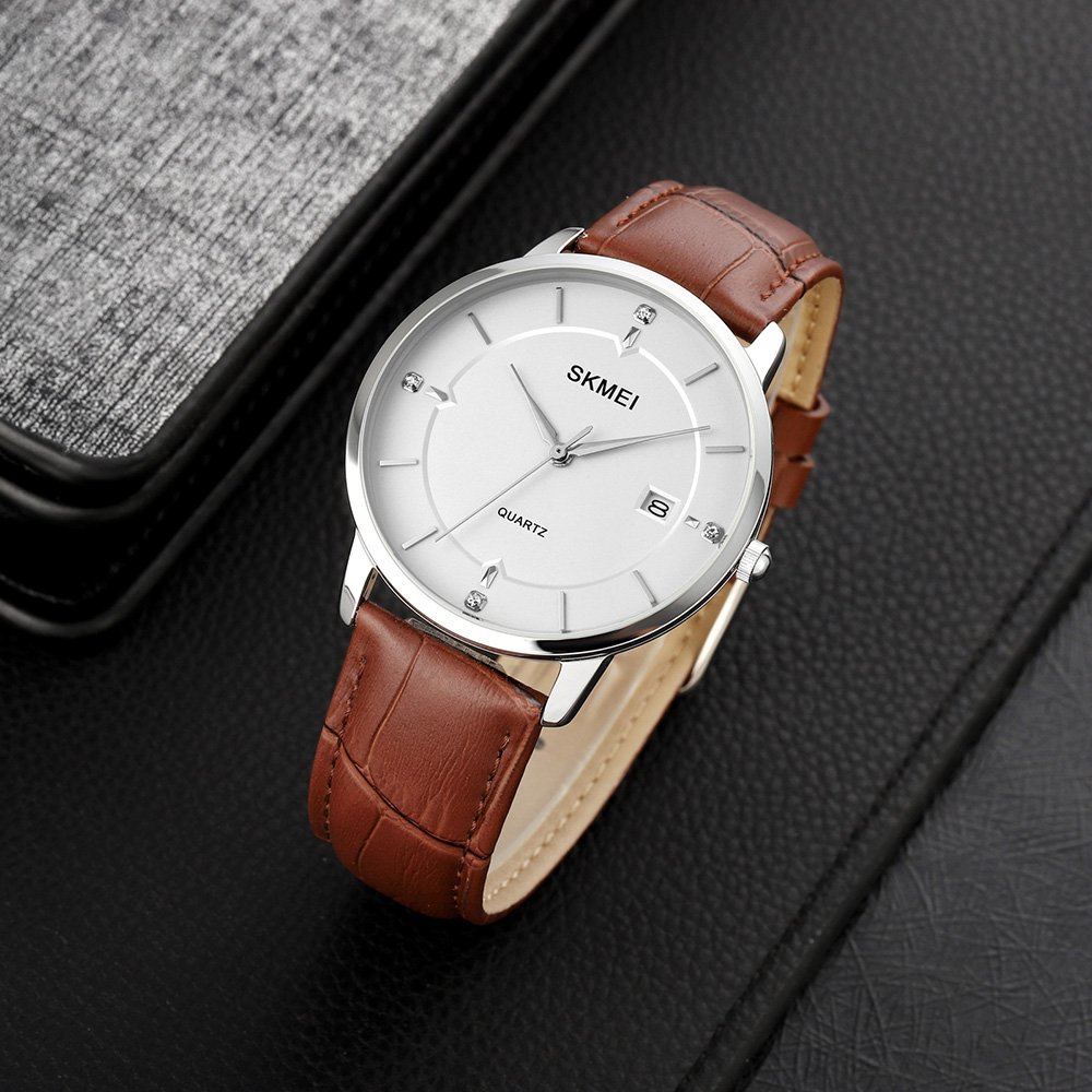 Годинник Skmei 1801LSIBN Silver-White Brown Leather, фото №4