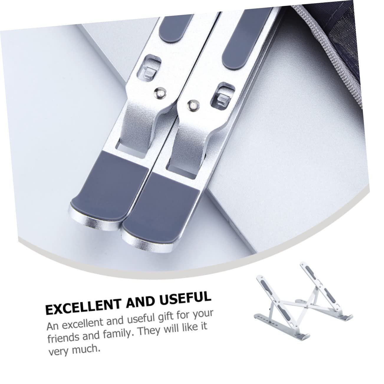 Підставка для ноутбука Gatuida Алюмінієвий сплав, обертова, складна, регульована, з розсіюванням тепла, портативна для офісу та дому, фото №7