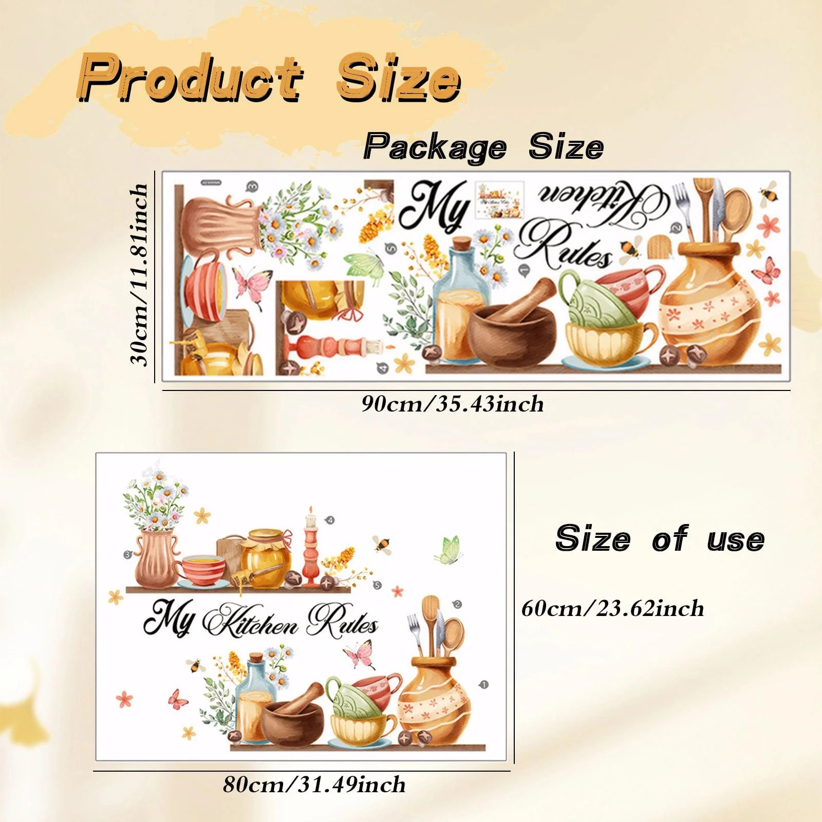 Наклейка на стіну Kitchen Tableware Teapot 80 х 60 см, фото №2