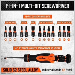 Викрутка магнітна регульована HORUSDY 14 в 1 з набором біт S2 13 шт. synthetic.ua - Фото 1