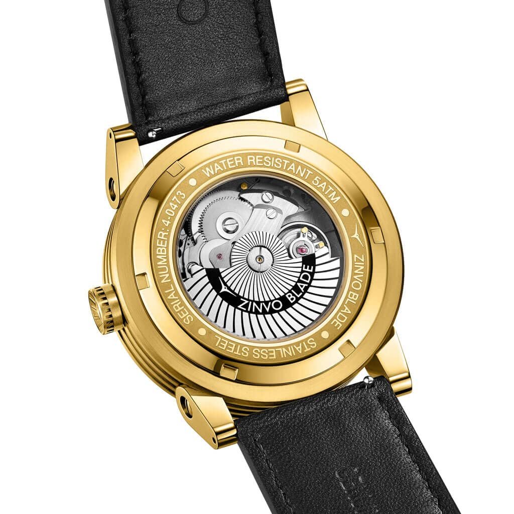 Годинник ZINVO Blade 12K Gold чоловічий, люкс, з італійським шкіряним ремінцем, фото №3