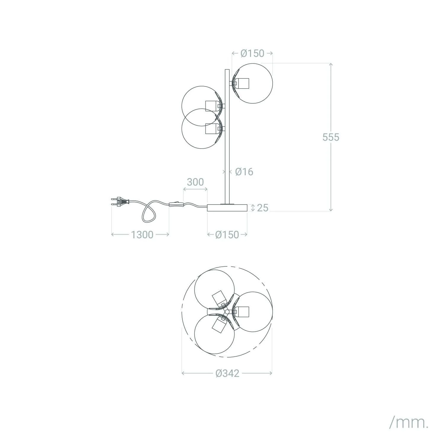 Настільна лампа LEDKIA LIGHTING Moonlight Латунь 3 плафони Метал Скло E27 560 x 340 x 340 мм Золотиста Скляна, фото №9