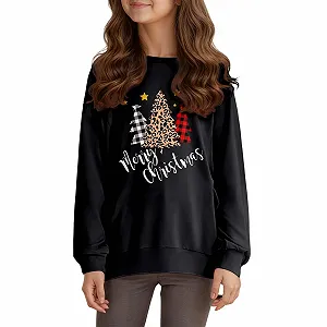 Толстовка для девочки с капюшоном, графическим принтом, рукавами реглан и круглым вырезом, мягкая из флиса - Фото 1