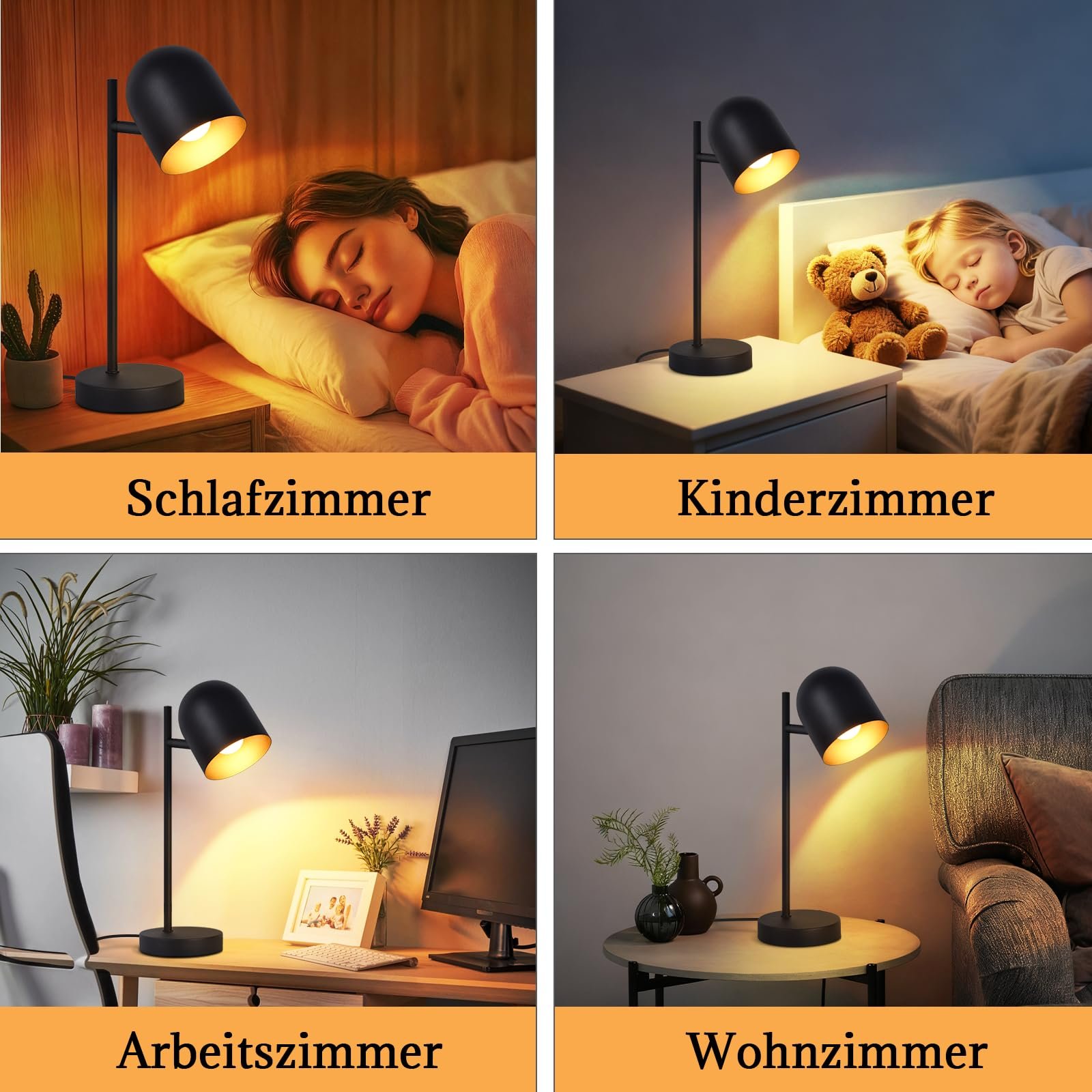 Настільна лампа Vintage Retro Industrial E14 Чорний/Золотий метал, фото №7