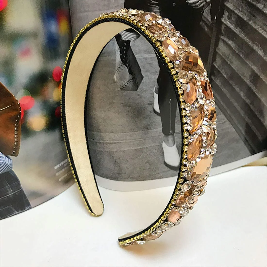 Обруч Fodattm Жіночий Блискучий зі стразами Широкий, фото №3 Обруч Fodattm Жіночий Блискучий зі стразами Широкий, фото №3