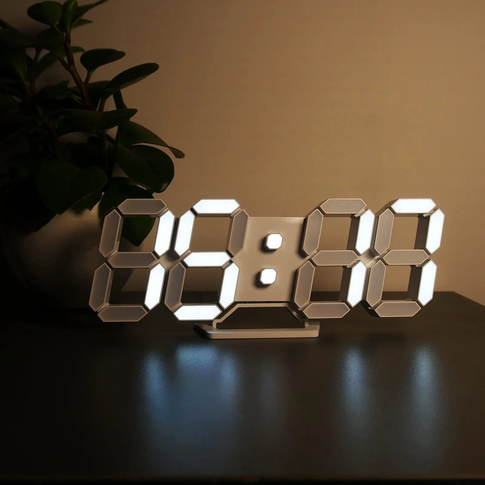 LED Часы настенные Deeyaple Цифровой будильник 3D Диммируемый повтор сигнала Современный USB 12/24 часа Дата Температура Отображение цикла Дистанционное управление Ночник Гостиная Кухня Спальня Офис 25 см, фото №6