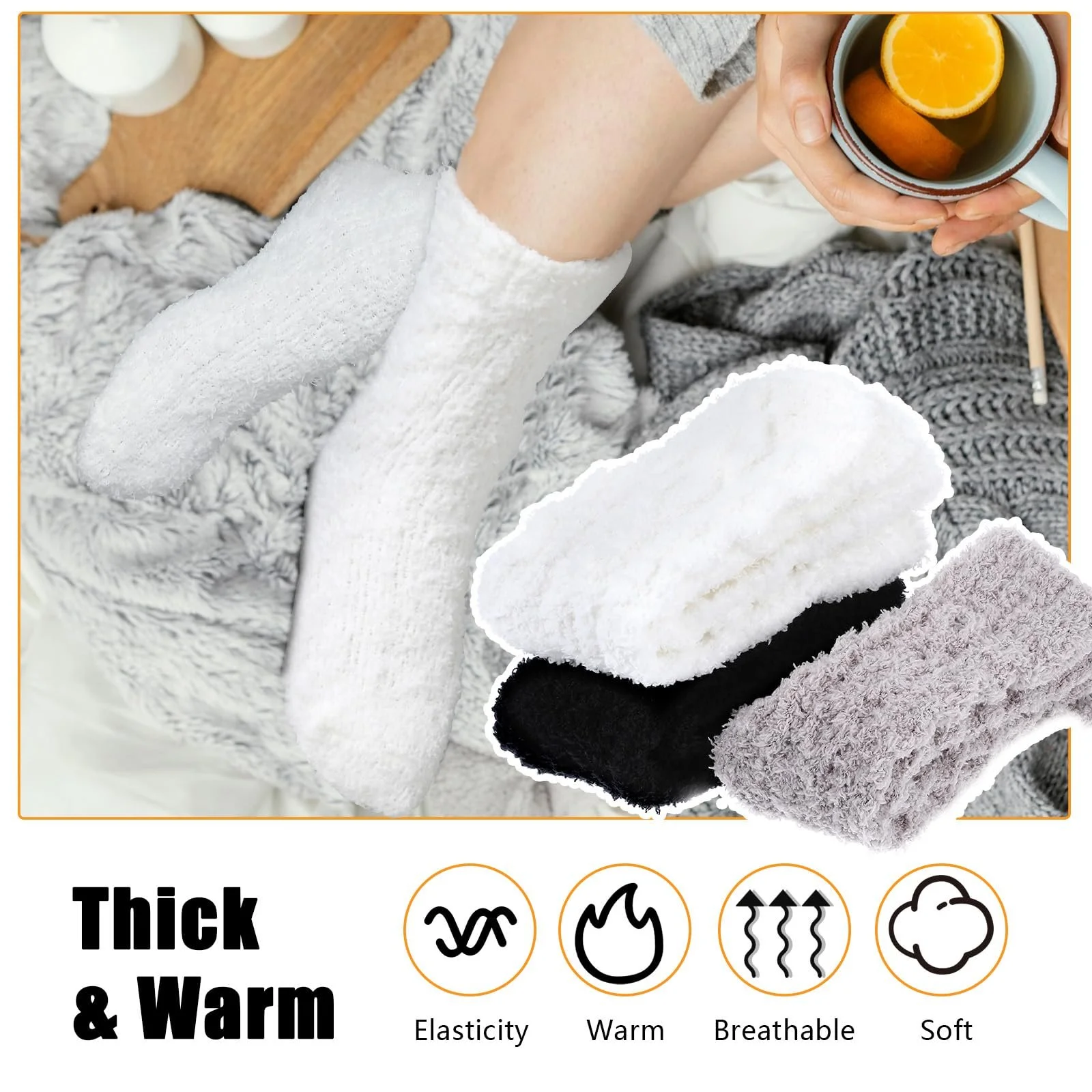Носки Женские Мягкие Пушистые Гольфы из Кораллового Флиса Теплые Плюшевые для Сна Постельные Носки для Женщин Мужчин Зимние Холодные Теплые для Сна (Черный, Белый, Серый), фото №3 Носки Женские Мягкие Пушистые Гольфы из Кораллового Флиса Теплые Плюшевые для Сна Постельные Носки для Женщин Мужчин Зимние Холодные Теплые для Сна (Черный, Белый, Серый), фото №3