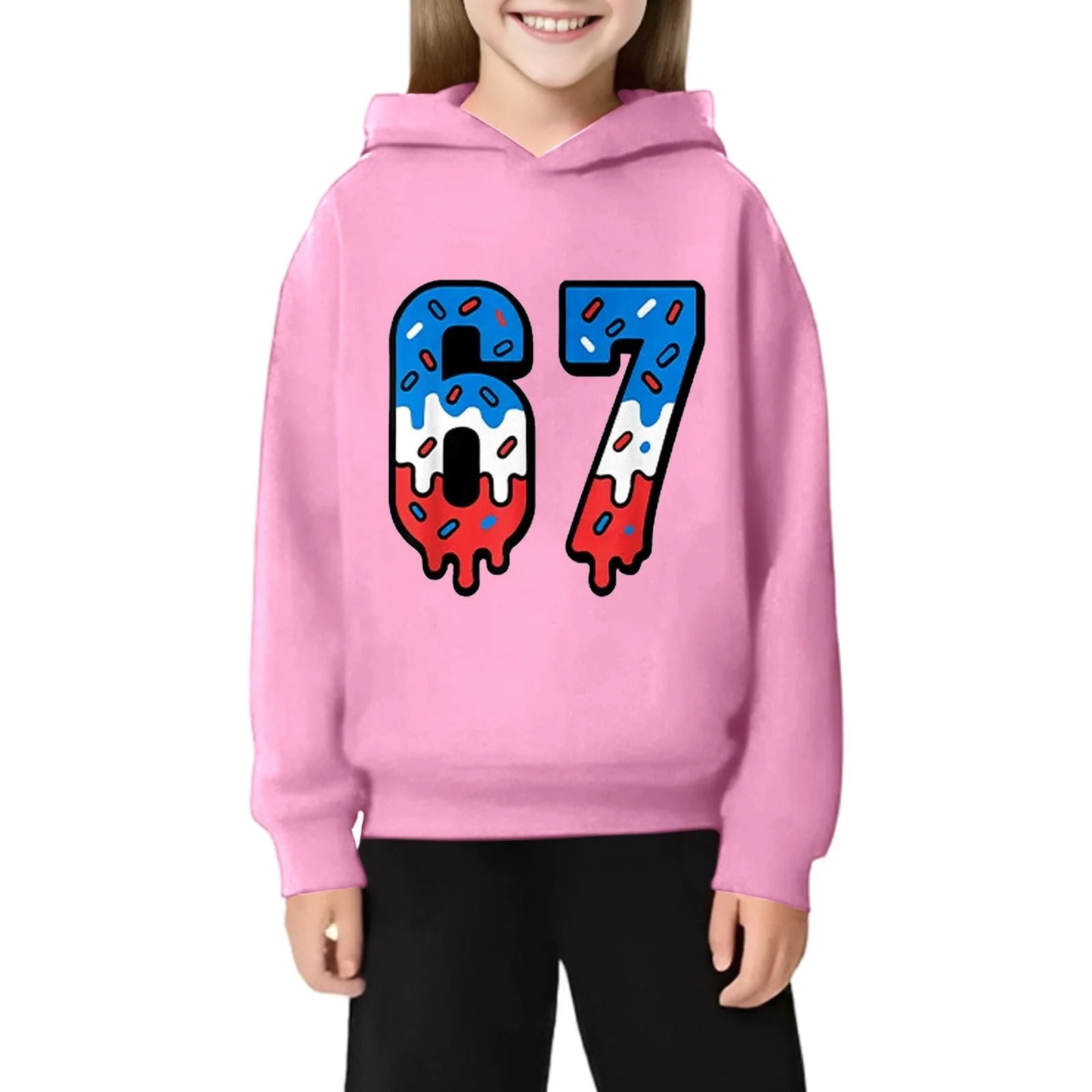 Худи Generisch для мальчиков и девочек - Удобная толстовка Y2K с 67 принтами, смешное худи, унисекс, для отдыха, хип-хоп, пуловер с длинными рукавами, уличная одежда, фото №3