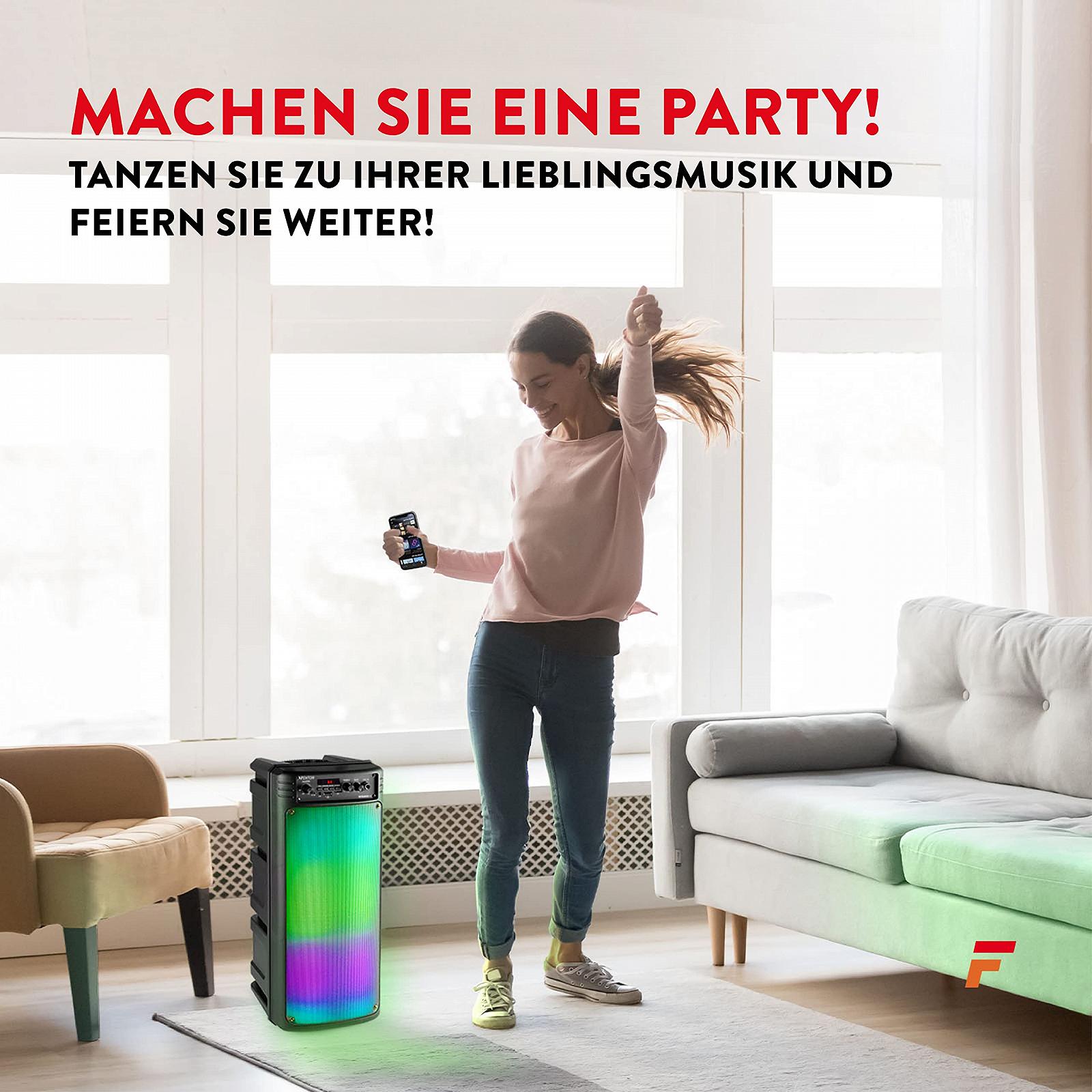 Акустична система Fenton Boombox340 Bluetooth Party з мікрофоном, акумулятором та LED-диско підсвіткою - 120W, фото №6