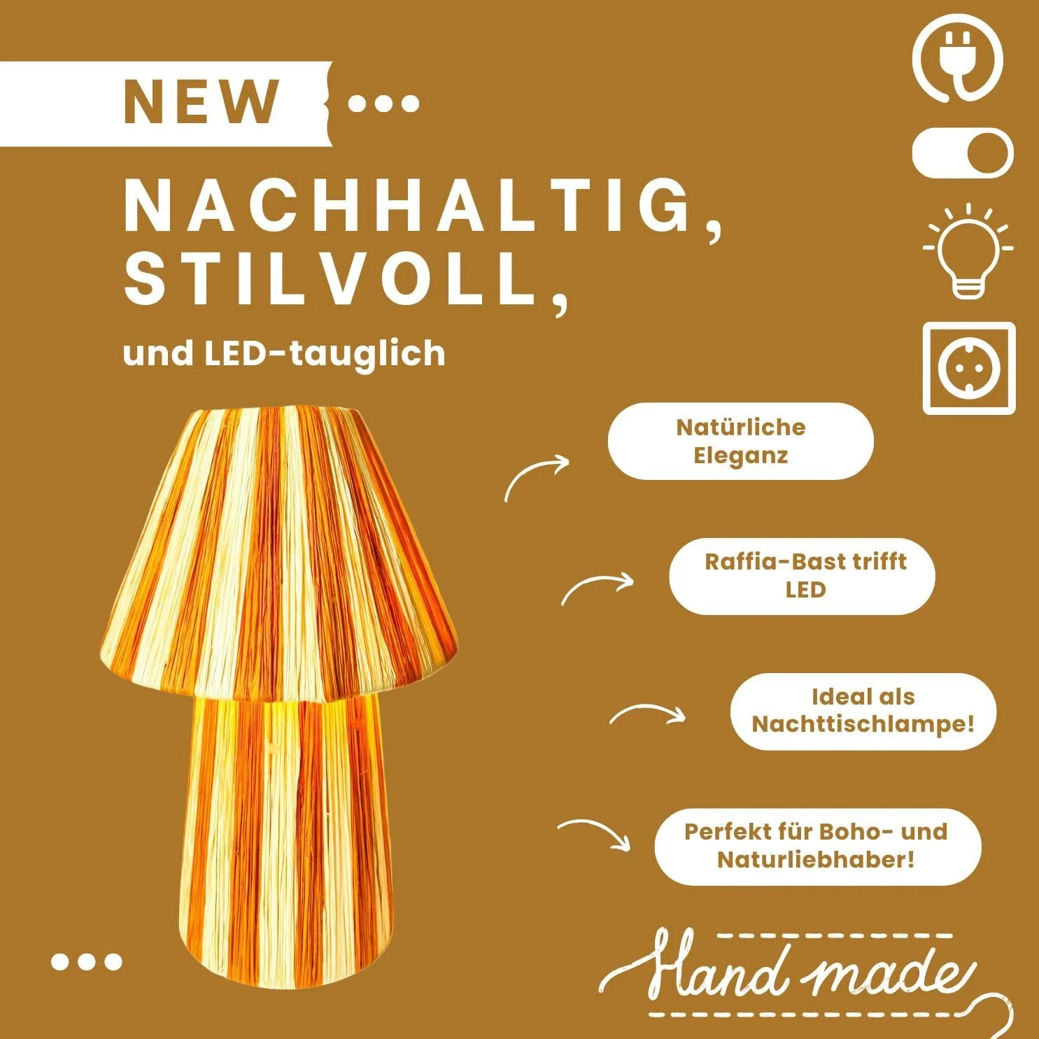 Настільна лампа Morjan Marrakech 40 см рафія бохо цоколь E27 Бежево-помаранчева, фото №6