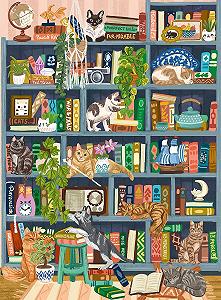 Пазлы Buffalo Games Cats at Home Library Bonjour Olivia Gibbs 1000 элементов - Фото 1