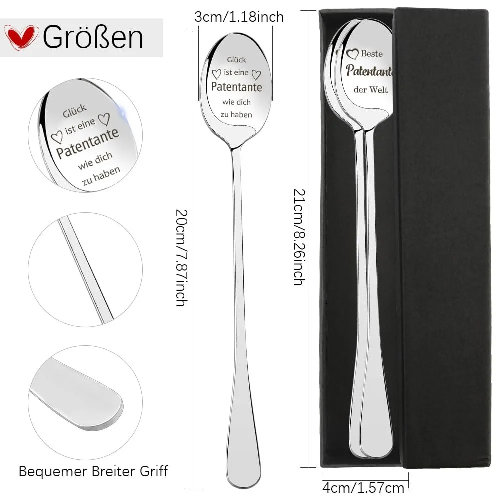 Ложка Кавова з гравіюванням Найкраща Хрещена в світі, 2 шт, фото №2