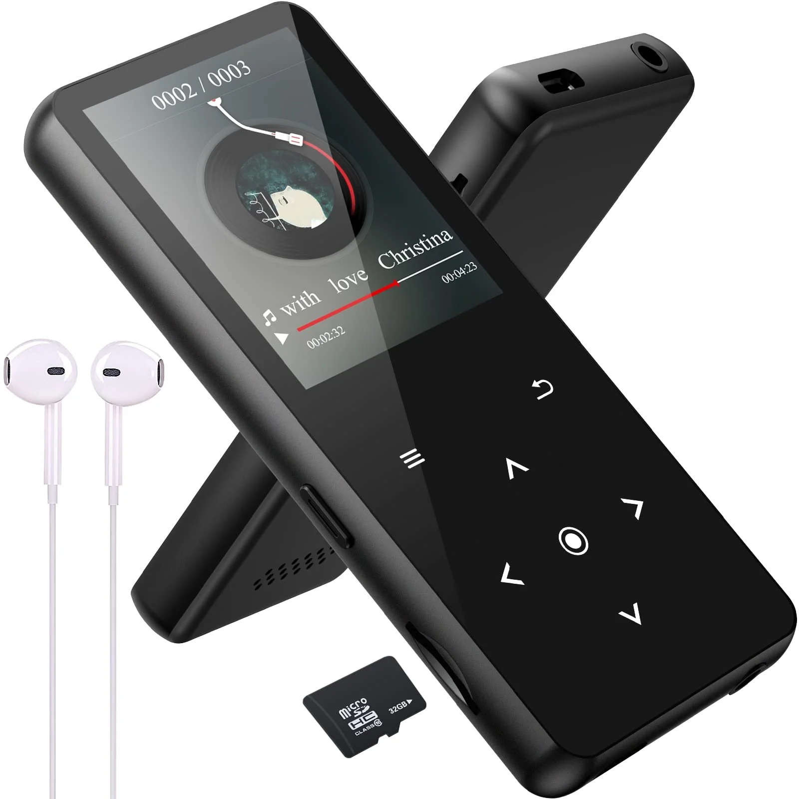 MP3 плеєр Bluetooth 5.0 32GB HiFi Портативний Speaker Video Voice Recording FM Radio E-Book Reader Чорний, фото №1