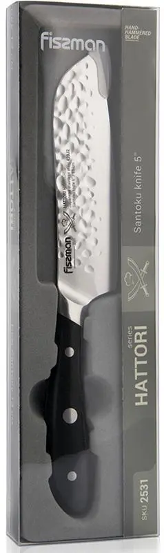 Нож сантоку Fissman Hattori 13см hammered из нержавеющей стали, фото №4