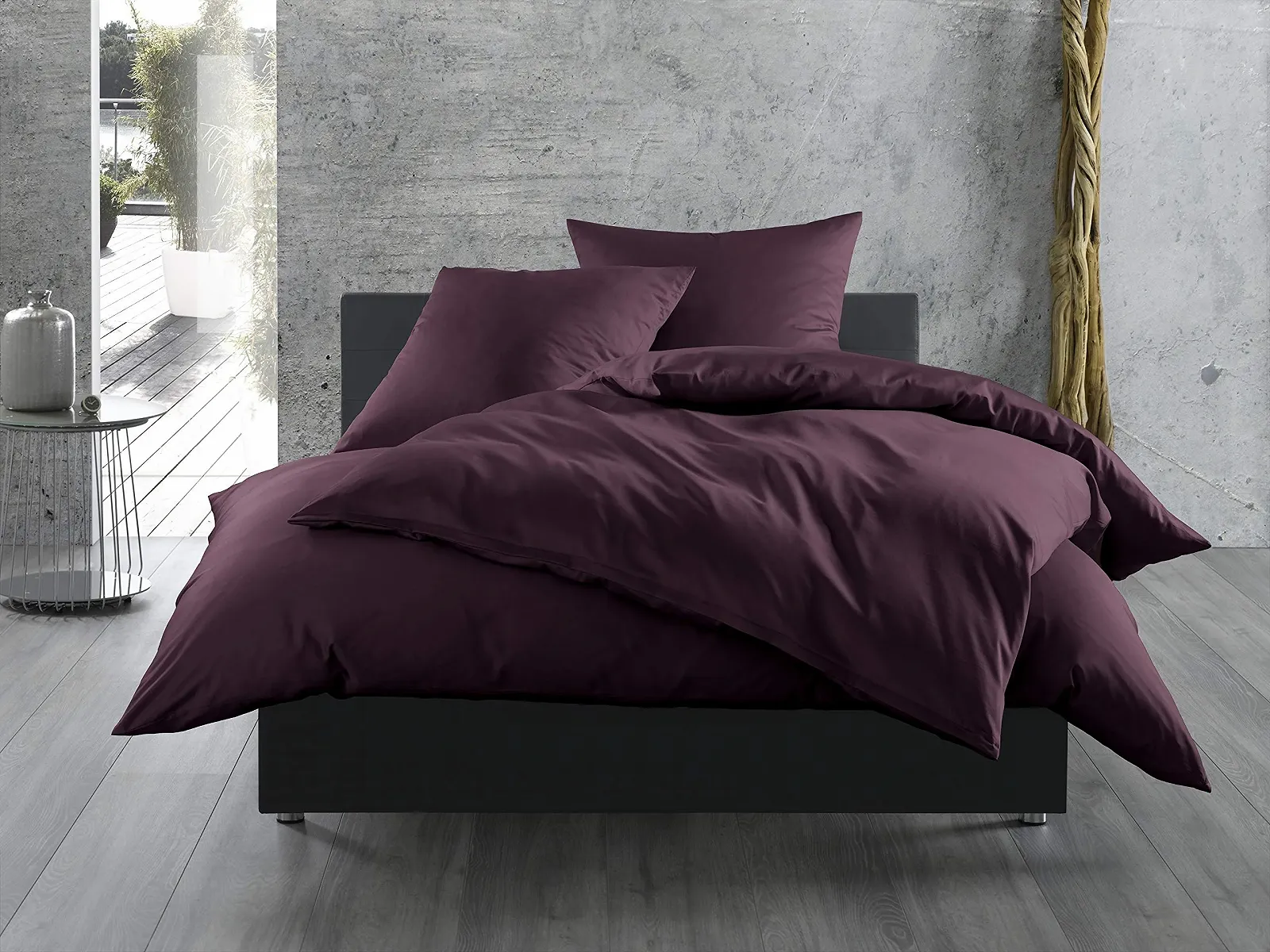 Наволочка Mako Satin Хлопок Однотонная Комбинированная (80 см x 80 см, Ежевика), фото №3