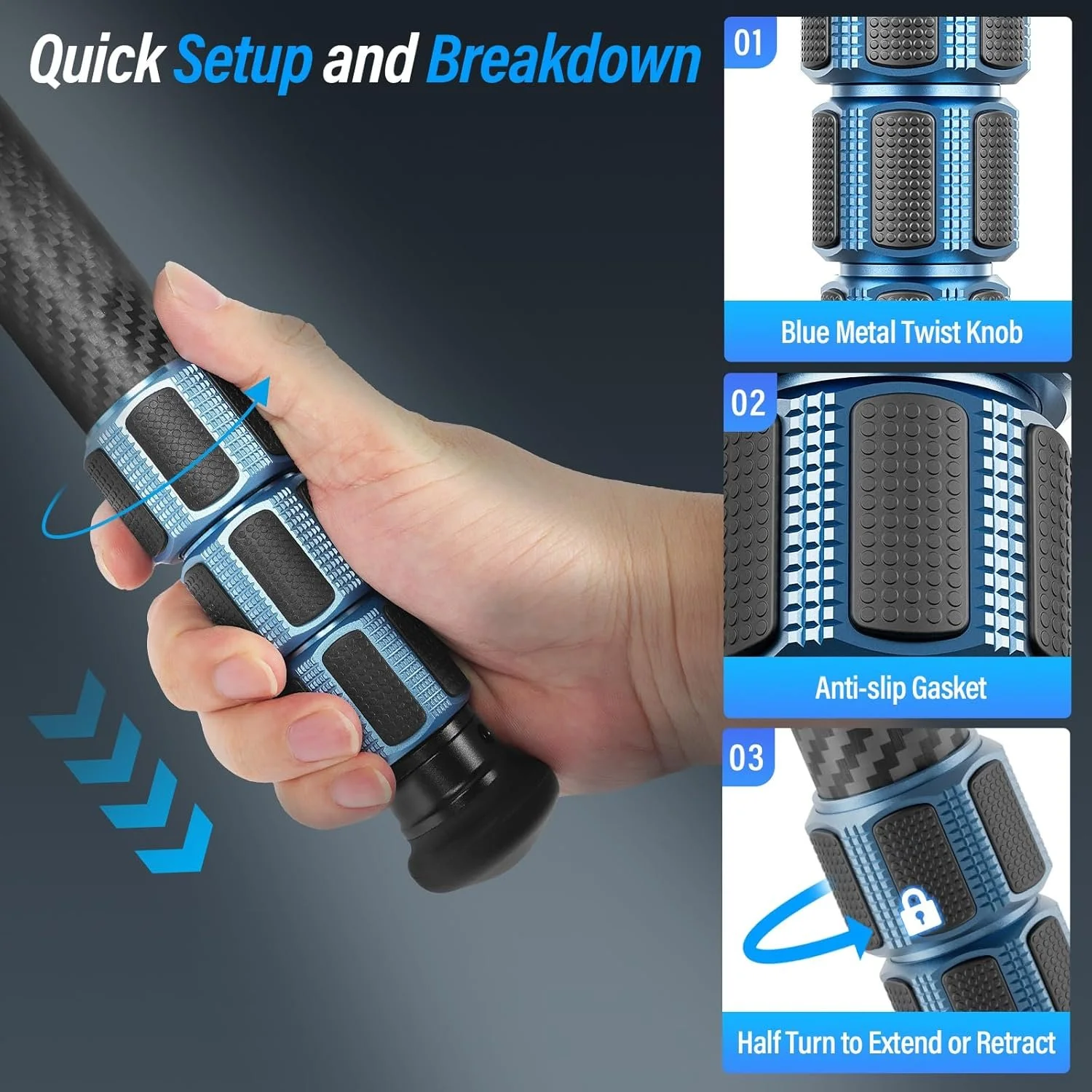 Штатив SIRUI AM-324 Чорний-синій, фото №5 Штатив SIRUI AM-324 Чорний-синій, фото №5